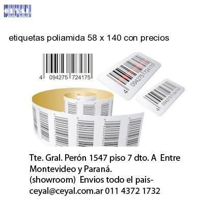 etiquetas poliamida 58 x 140 con precios