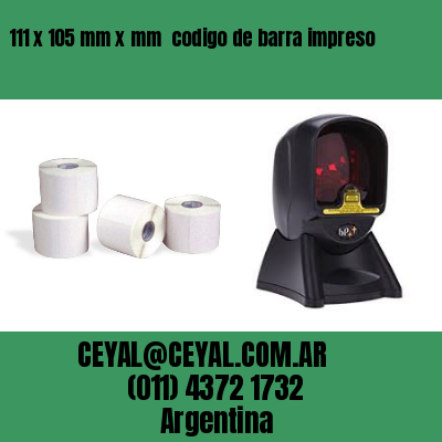 111 x 105 mm x mm  codigo de barra impreso