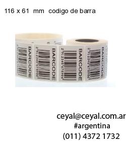 116 x 61  mm  codigo de barra