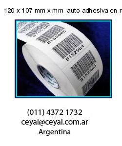 120 x 107 mm x mm  auto adhesiva en rollo