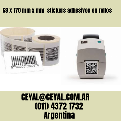 69 x 170 mm x mm  stickers adhesivos en rollos