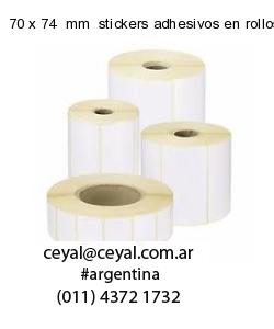 70 x 74  mm  stickers adhesivos en rollos