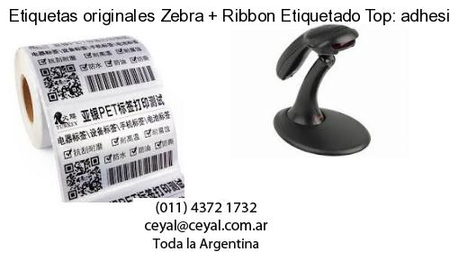 Etiquetas originales Zebra   Ribbon Etiquetado Top: adhesivo   ribbo