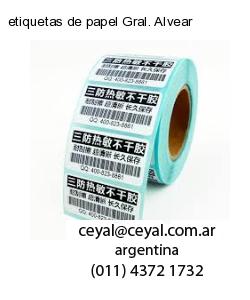 etiquetas de papel Gral. Alvear