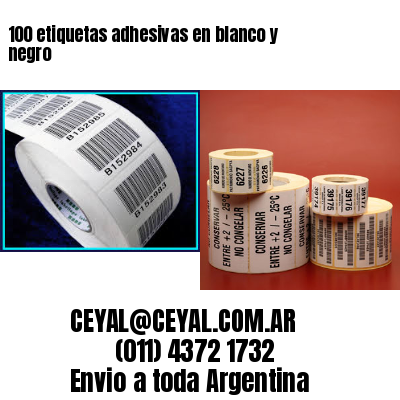 100 etiquetas adhesivas en blanco y negro