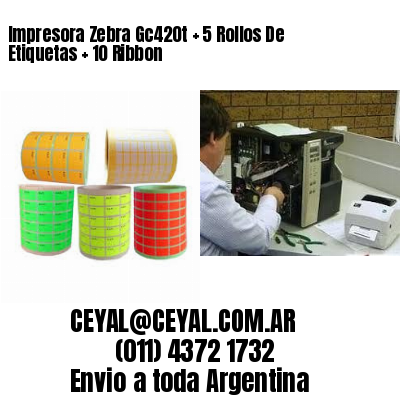 Impresora Zebra Gc420t   5 Rollos De Etiquetas   10 Ribbon