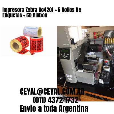 Impresora Zebra Gc420t   5 Rollos De Etiquetas   60 Ribbon