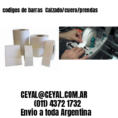 codigos de barras 	Calzado/cuero/prendas