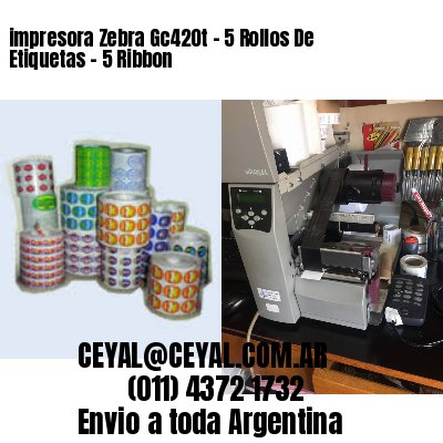 impresora Zebra Gc420t – 5 Rollos De Etiquetas – 5 Ribbon