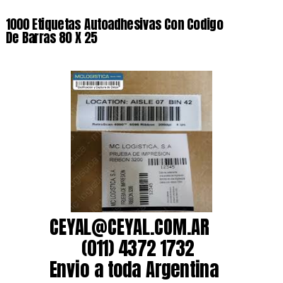 1000 Etiquetas Autoadhesivas Con Codigo De Barras 80 X 25