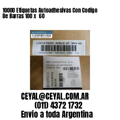 10000 Etiquetas Autoadhesivas Con Codigo De Barras 100 x  60