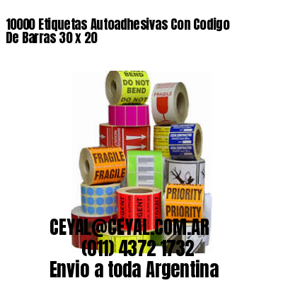 10000 Etiquetas Autoadhesivas Con Codigo De Barras 30 x 20