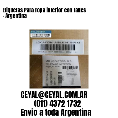 Etiquetas Para ropa interior con talles – Argentina