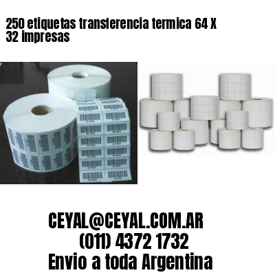 250 etiquetas transferencia termica 64 X 32 impresas