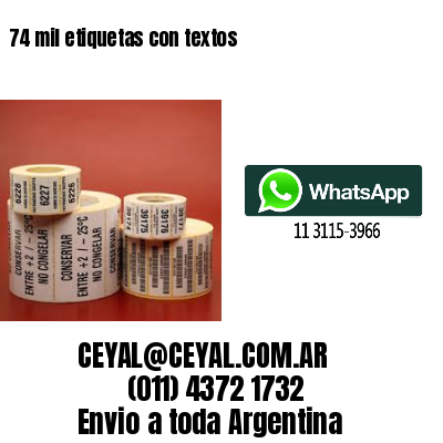 74 mil etiquetas con textos