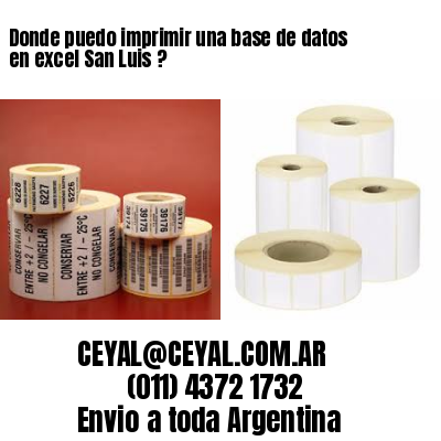 Donde puedo imprimir una base de datos en excel San Luis ?