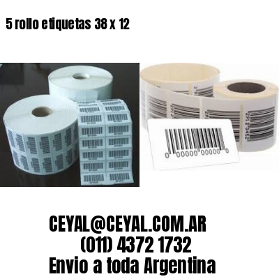 5 rollo etiquetas 38 x 12
