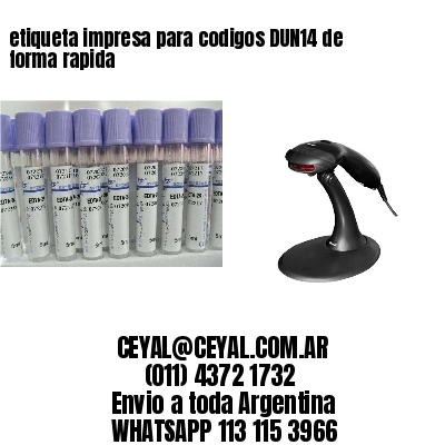 etiqueta impresa para codigos DUN14 de forma rapida