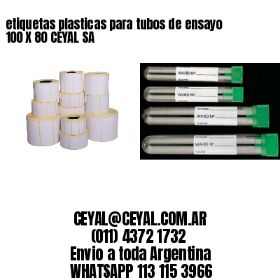 etiquetas plasticas para tubos de ensayo 100 X 80 CEYAL SA