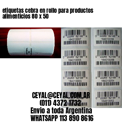 etiquetas cebra en rollo para productos alimenticios 80 x 50
