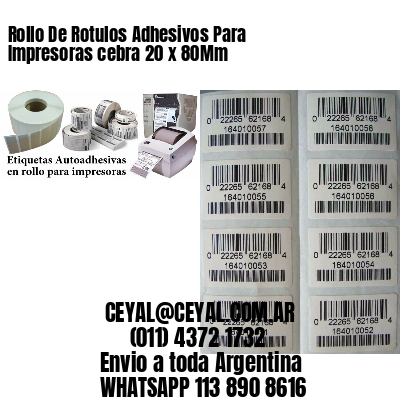 Rollo De Rotulos Adhesivos Para Impresoras cebra 20 x 80Mm
