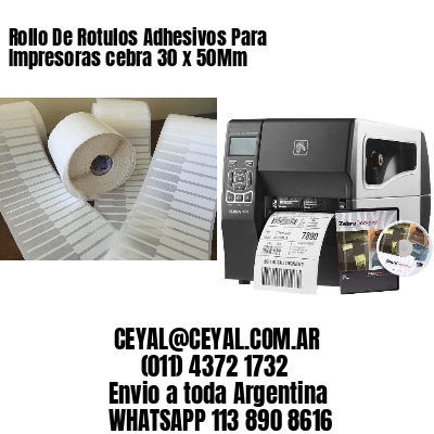 Rollo De Rotulos Adhesivos Para Impresoras cebra 30 x 50Mm