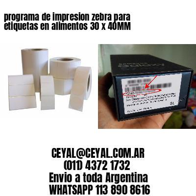 programa de impresion zebra para etiquetas en alimentos 30 x 40MM