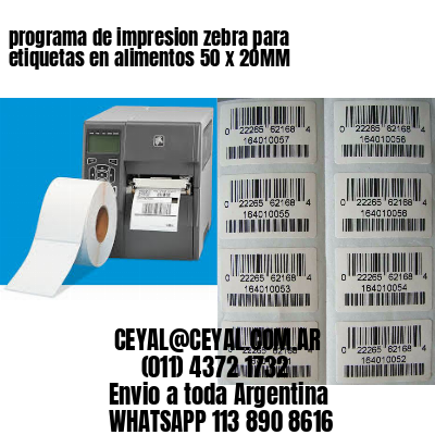 programa de impresion zebra para etiquetas en alimentos 50 x 20MM