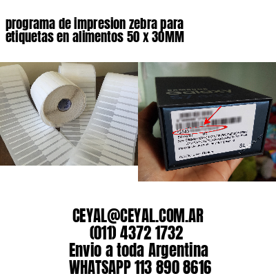 programa de impresion zebra para etiquetas en alimentos 50 x 30MM