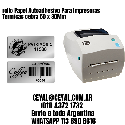 rollo Papel Autoadhesivo Para Impresoras Termicas cebra 50 x 30Mm