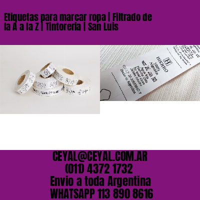 Etiquetas para marcar ropa | Filtrado de la A a la Z | Tintoreria | San Luis