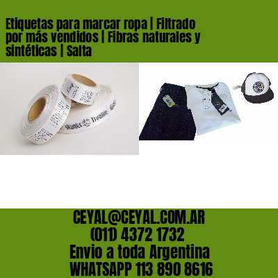 Etiquetas para marcar ropa | Filtrado por más vendidos | Fibras naturales y sintéticas | Salta