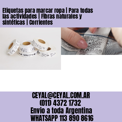 Etiquetas para marcar ropa | Para todas las actividades | Fibras naturales y sintéticas | Corrientes