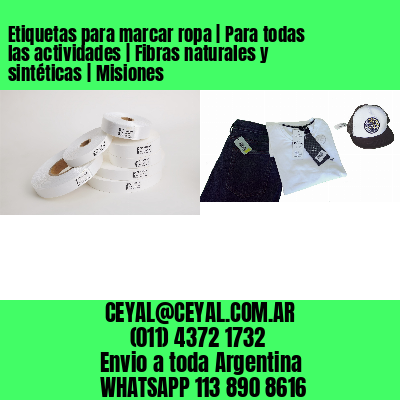 Etiquetas para marcar ropa | Para todas las actividades | Fibras naturales y sintéticas | Misiones