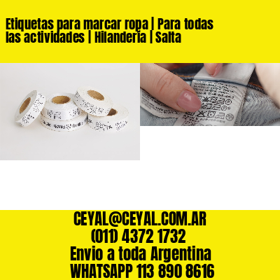 Etiquetas para marcar ropa | Para todas las actividades | Hilandería | Salta
