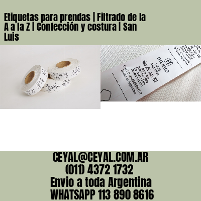 Etiquetas para prendas | Filtrado de la A a la Z | Confección y costura | San Luis