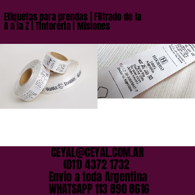 Etiquetas para prendas | Filtrado de la A a la Z | Tintoreria | Misiones