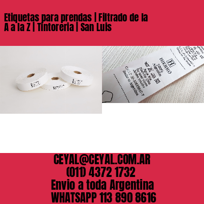 Etiquetas para prendas | Filtrado de la A a la Z | Tintoreria | San Luis