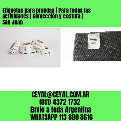 Etiquetas para prendas | Para todas las actividades | Confección y costura | San Juan