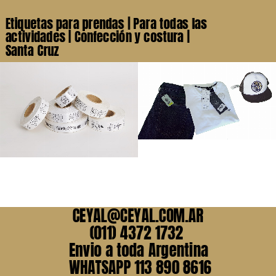 Etiquetas para prendas | Para todas las actividades | Confección y costura | Santa Cruz
