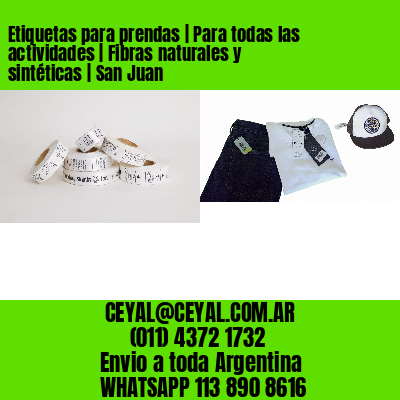 Etiquetas para prendas | Para todas las actividades | Fibras naturales y sintéticas | San Juan
