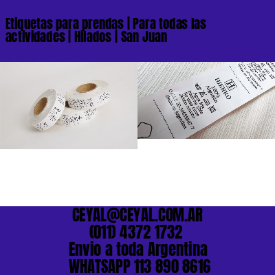 Etiquetas para prendas | Para todas las actividades | Hilados | San Juan