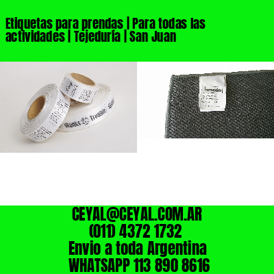 Etiquetas para prendas | Para todas las actividades | Tejeduría | San Juan