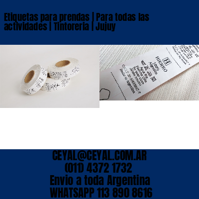 Etiquetas para prendas | Para todas las actividades | Tintoreria | Jujuy