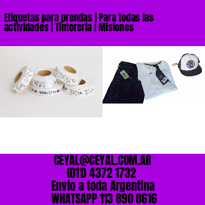 Etiquetas para prendas | Para todas las actividades | Tintoreria | Misiones