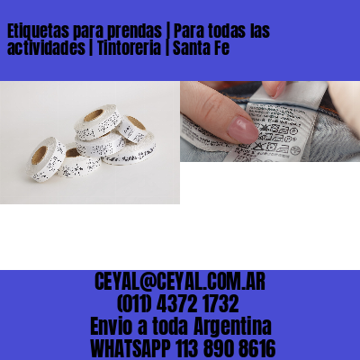 Etiquetas para prendas | Para todas las actividades | Tintoreria | Santa Fe