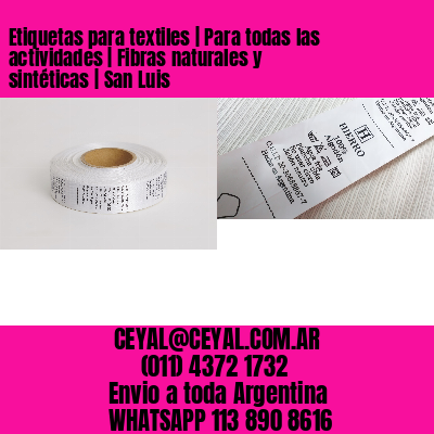 Etiquetas para textiles | Para todas las actividades | Fibras naturales y sintéticas | San Luis