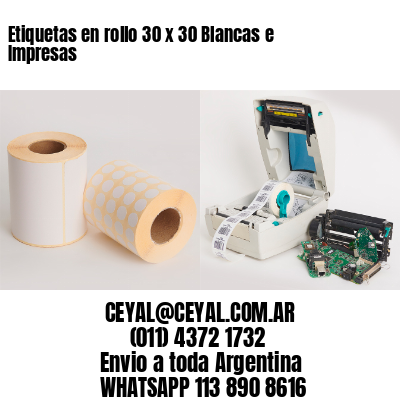 Etiquetas en rollo 30 x 30 Blancas e Impresas