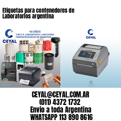 Etiquetas para contenedores de Laboratorios argentina