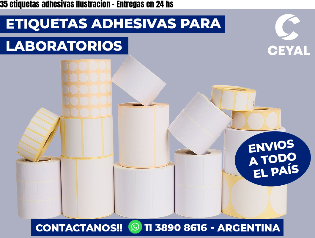 35 etiquetas adhesivas Ilustracion - Entregas en 24 hs